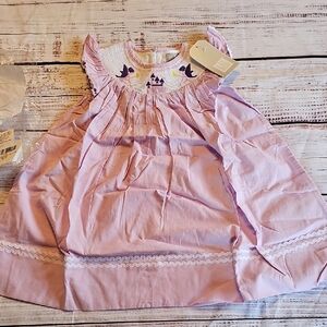 LIL CACTUS PURPLE FAIRY CASTLE SMOCKED BISHOP DRESS NWT SIZE 3T